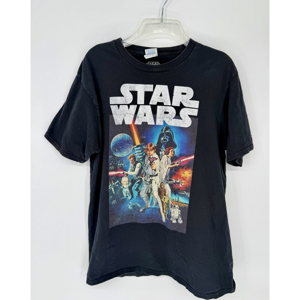 Star Wars Black T-Shirt Vintage 90s Movie Tee, Size Medium